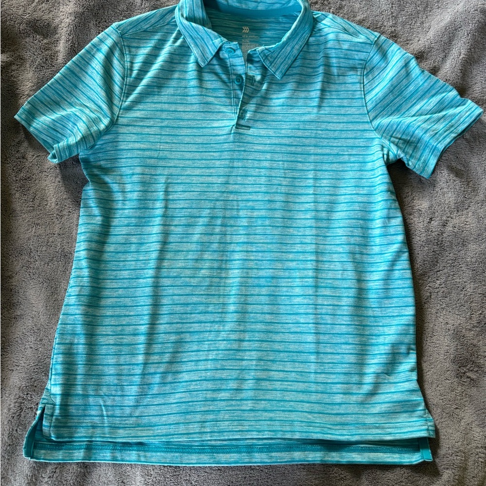 all in motion Boys XL Aqua Striped Polo